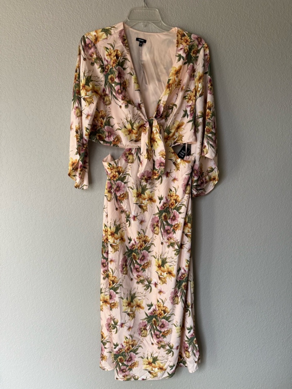 NWT Express Floral Midi Dress with Side Cutouts